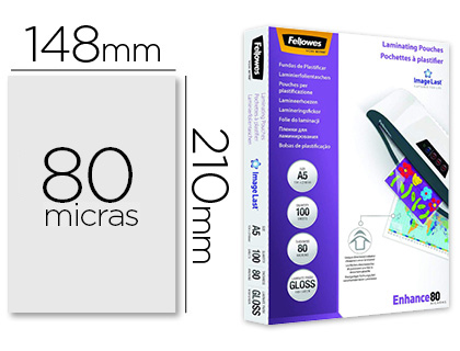 CJ100 fundas plastificar Fellowes brillo A5 80µ